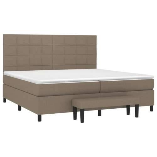 Krevet s oprugama i madracem smeđesivi 200x200 cm od tkanine - Sivo-smeđa 200 x 200 cm Blok s kvadratima Cijena