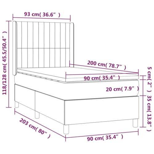 Okvir kreveta s oprugama i madrac svjetlosivi 90x200cm tkanina - Svjetlosiva 90 x 200 cm Okomite pruge Cijena