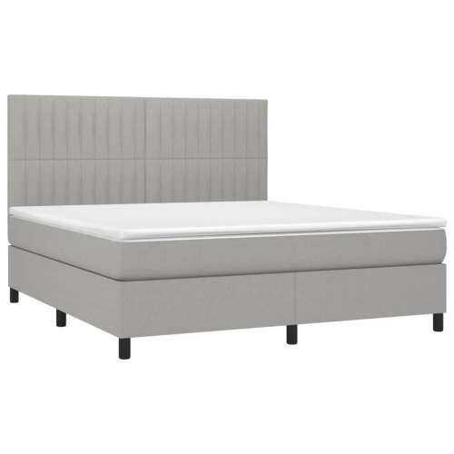Krevet s oprugama i madracem svjetlosivi 180x200 cm od tkanine - Svjetlosiva 180 x 200 cm Okomite pruge Cijena