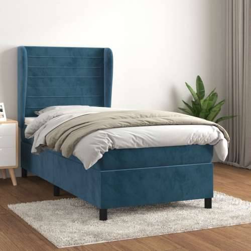 Box spring krevet s madracem tamnoplavi 80 x 200 cm baršunasti - Tamno plava 80 x 200 cm vodoravne pruge Cijena