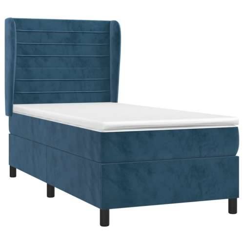 Box spring krevet s madracem tamnoplavi 80 x 200 cm baršunasti - Tamno plava 80 x 200 cm vodoravne pruge Cijena