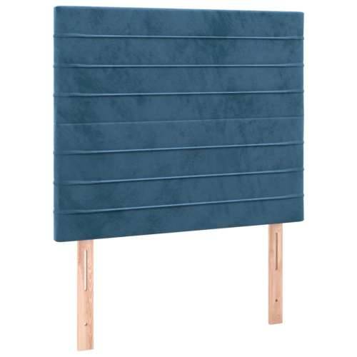 Box spring krevet s madracem tamnoplavi 80 x 200 cm baršunasti - Tamno plava 80 x 200 cm vodoravne pruge Cijena