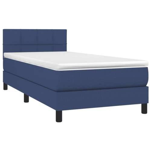 Krevet s oprugama i madracem plavi 100 x 200 cm od tkanine - Plava 100 x 200 cm Blok s kvadratima Cijena