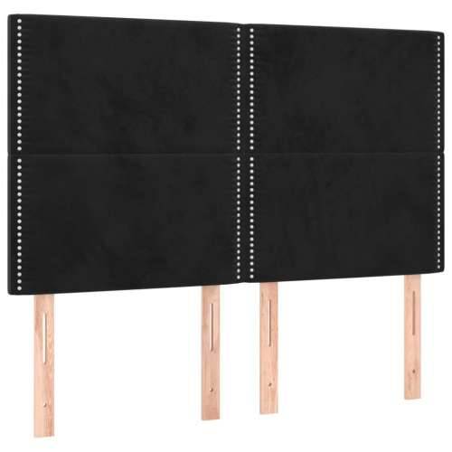 Krevet s oprugama i madracem crni 140 x 190 cm baršunasti - Crna 140 x 190 cm Obično s čavlima Cijena