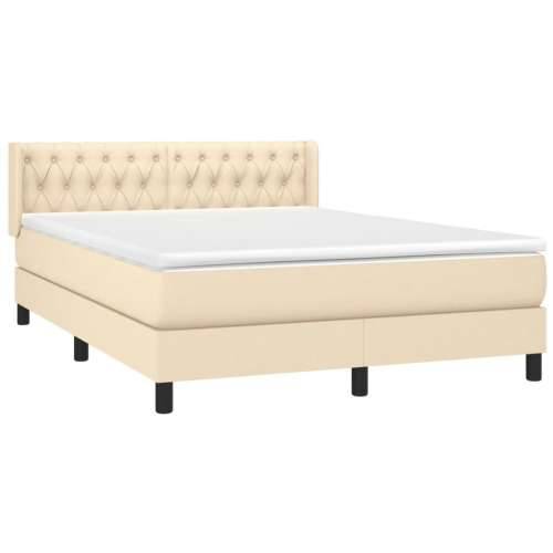 Krevet s oprugama i madracem krem 140 x 190 cm od tkanine - Krema 140 x 190 cm Dizajn s gumbima Cijena
