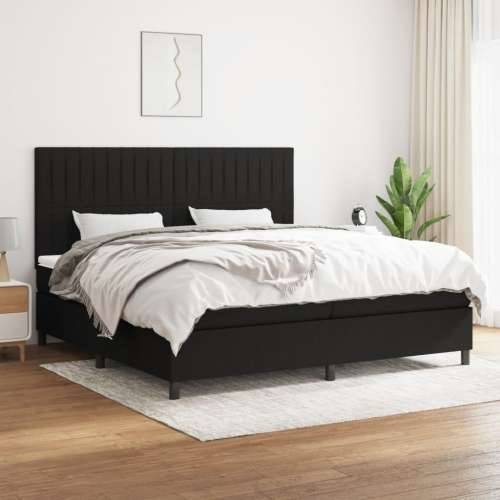 Krevet s oprugama i madracem crni 200x200 cm od tkanine - Crna 200 x 200 cm Okomite pruge Cijena