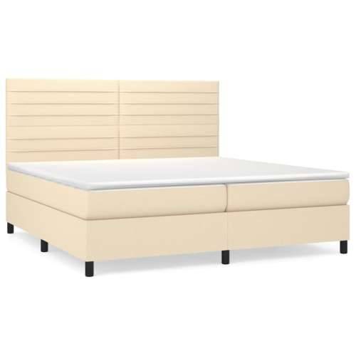 Krevet s oprugama i madracem krem 200 x 200 cm od tkanine - Krema 200 x 200 cm vodoravne pruge Cijena