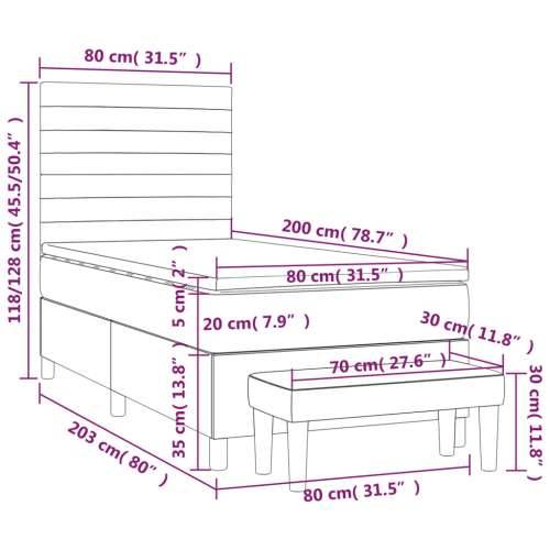 Box spring krevet s madracem tamnoplavi 80 x 200 cm baršunasti - Tamno plava 80 x 200 cm vodoravne pruge Cijena