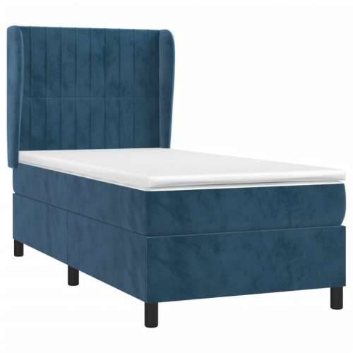Box spring krevet s madracem tamnoplavi 80 x 200 cm baršunasti - Tamno plava 80 x 200 cm Okomite pruge Cijena