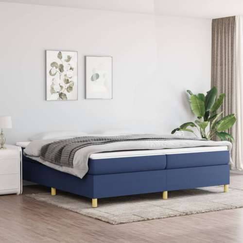 Krevet s oprugama i madracem plavi 200 x 200 cm od tkanine - Plava 200 x 200 cm 35 cm Cijena