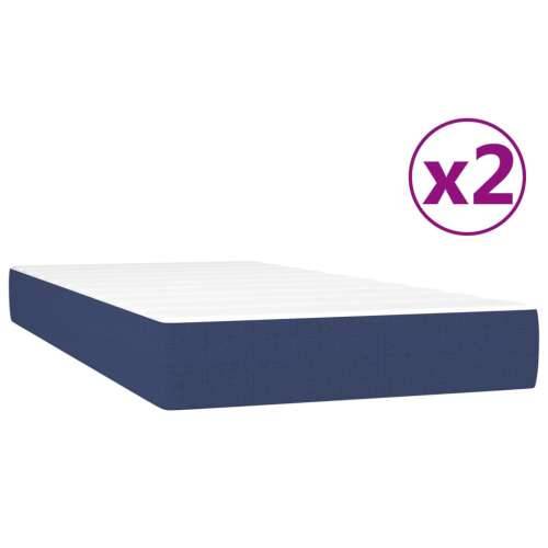 Krevet s oprugama i madracem plavi 200 x 200 cm od tkanine - Plava 200 x 200 cm 35 cm Cijena