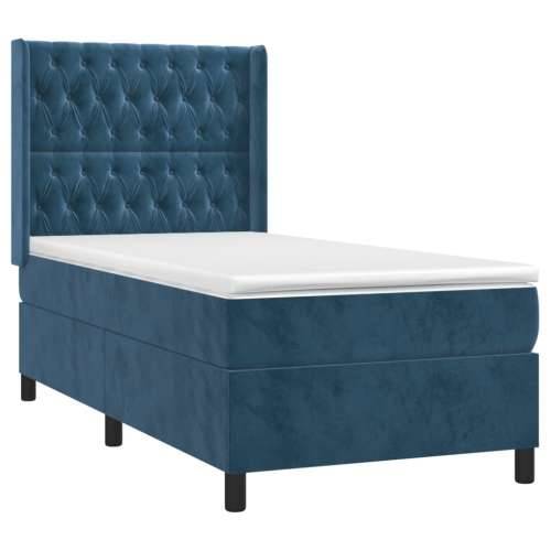 Box spring krevet s madracem tamnoplavi 80 x 200 cm baršunasti - Tamno plava 80 x 200 cm Dizajn s gumbima Cijena
