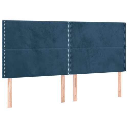 Krevet s oprugama i madracem tamnoplavi 200x200 cm baršunasti - Tamno plava 200 x 200 cm Obično s čavlima Cijena