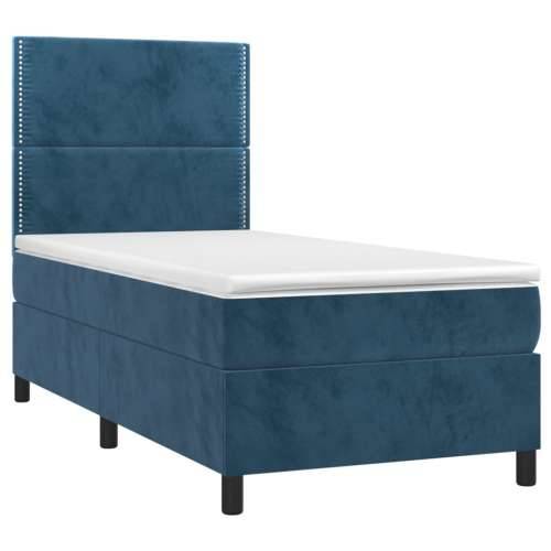 Box spring krevet s madracem tamnoplavi 80 x 200 cm baršunasti - Tamno plava 80 x 200 cm Obično s čavlima Cijena
