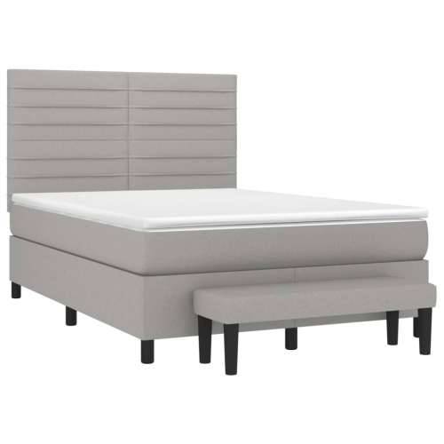 Krevet box spring s madracem svjetlosivi 140x200 cm od tkanine - Svjetlosiva 140 x 200 cm vodoravne pruge Cijena