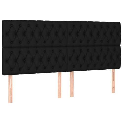 Krevet s oprugama i madracem crni 200x200 cm od tkanine - Crna 200 x 200 cm Dizajn s gumbima Cijena