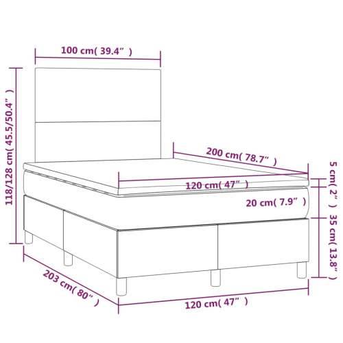 Krevet s oprugama i madracem krem 120 x 200 cm od tkanine - Krema 120 x 200 cm Gladak dizajn Cijena
