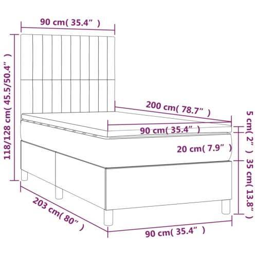 Okvir kreveta s oprugama i madrac svjetlosivi 90x200cm tkanina - Svjetlosiva 90 x 200 cm Okomite pruge Cijena