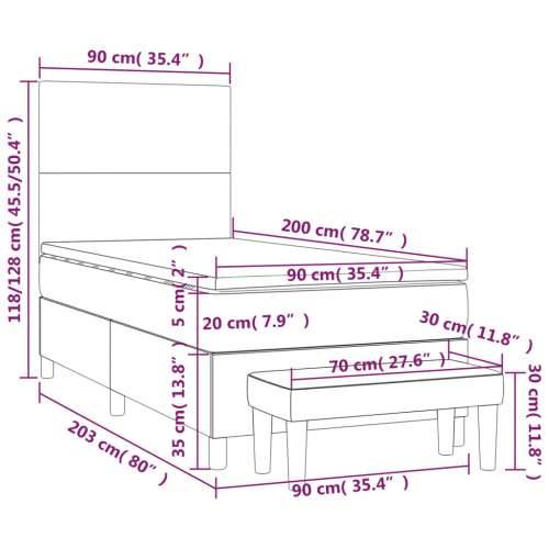 Okvir kreveta s oprugama i madrac svjetlosivi 90x200cm tkanina - Svjetlosiva 90 x 200 cm Gladak dizajn Cijena