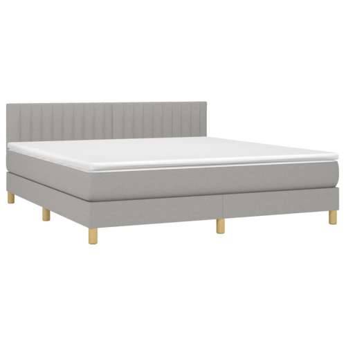 Krevet s oprugama i madracem svjetlosivi 180x200 cm od tkanine - Svjetlosiva 180 x 200 cm Okomite pruge Cijena