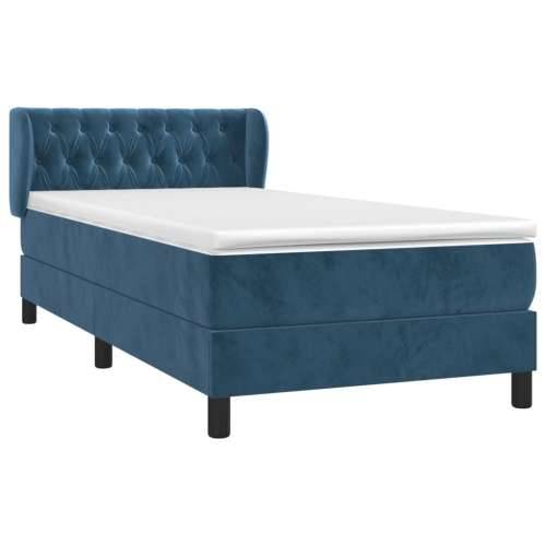 Box spring krevet s madracem tamnoplavi 90x200 cm baršunasti - Tamno plava 90 x 200 cm Dizajn s gumbima Cijena