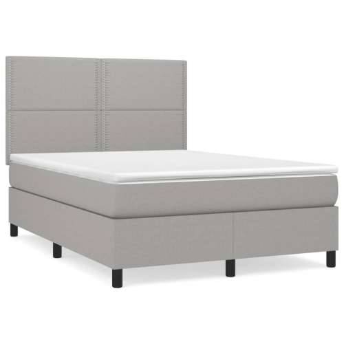 Krevet box spring s madracem svjetlosivi 140x200 cm od tkanine - Svjetlosiva 140 x 200 cm Obično s čavlima Cijena