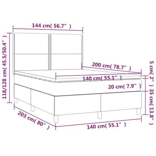 Krevet box spring s madracem svjetlosivi 140x200 cm od tkanine - Svjetlosiva 140 x 200 cm Obično s čavlima Cijena