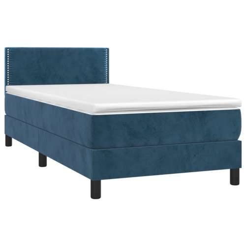 Box spring krevet s madracem tamnoplavi 90x200 cm baršunasti - Tamno plava 90 x 200 cm Obično s čavlima Cijena