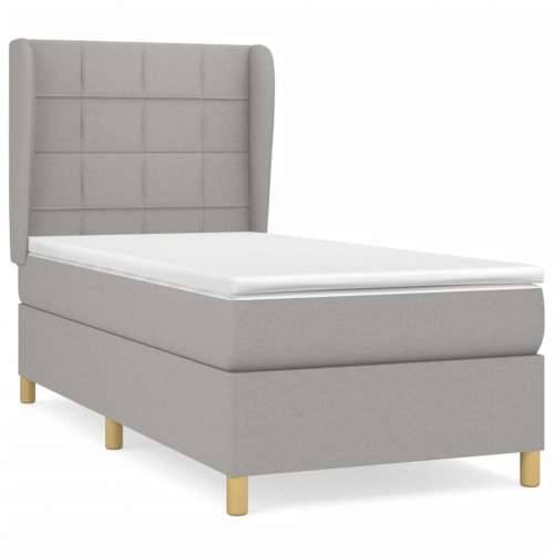 Okvir kreveta s oprugama i madrac svjetlosivi 80x200cm tkanina - Svjetlosiva 80 x 200 cm Blok s kvadratima Cijena