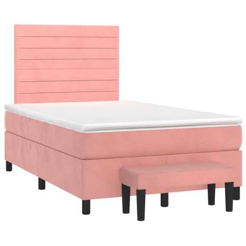 Box spring krevet s madracem ružičasti 120 x 200 cm baršunasti - Ružičasta 120 x 200 cm vodoravne pruge Cijena