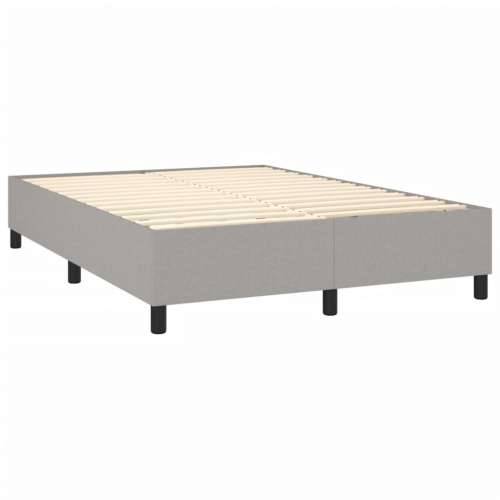 Krevet box spring s madracem svjetlosivi 140x200 cm od tkanine - Svjetlosiva 140 x 200 cm vodoravne pruge Cijena