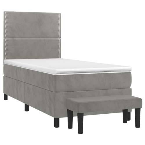 Box spring krevet s madracem svjetlosivi 80 x 200 cm baršunasti - Svjetlosiva 80 x 200 cm Obično s čavlima Cijena