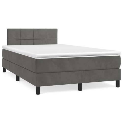 Box spring krevet s madracem tamnosivi 120 x 200 cm baršunasti - Tamno siva 120 x 200 cm Blok s kvadratima Cijena