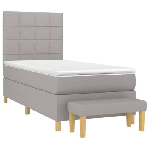 Okvir kreveta s oprugama i madrac svjetlosivi 80x200cm tkanina - Svjetlosiva 80 x 200 cm Blok s kvadratima Cijena