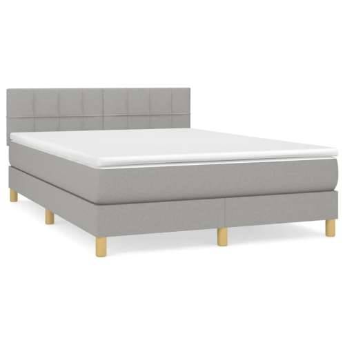 Krevet box spring s madracem svjetlosivi 140x200 cm od tkanine - Svjetlosiva 140 x 200 cm Blok s kvadratima Cijena
