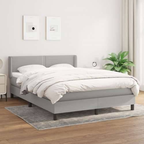 Krevet s oprugama i madracem svjetlosivi 140x190 cm od tkanine - Svjetlosiva 140 x 190 cm Obično s čavlima Cijena