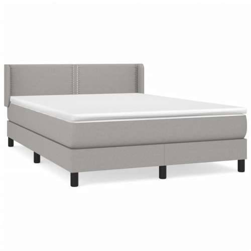 Krevet s oprugama i madracem svjetlosivi 140x190 cm od tkanine - Svjetlosiva 140 x 190 cm Obično s čavlima Cijena