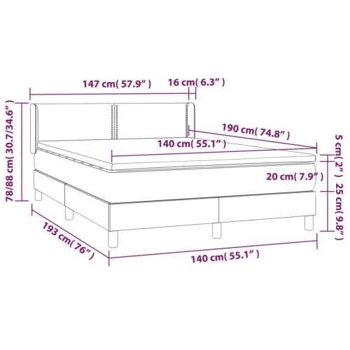 Krevet s oprugama i madracem svjetlosivi 140x190 cm od tkanine - Svjetlosiva 140 x 190 cm Obično s čavlima Cijena