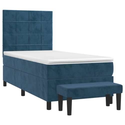 Box spring krevet s madracem tamnoplavi 90x190 cm baršunasti Tamno plava 90 x 190 cm Blok s kvadratima Cijena