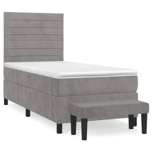 Box spring krevet s madracem svjetlosivi 80 x 200 cm baršunasti - Svjetlosiva 80 x 200 cm vodoravne pruge Cijena