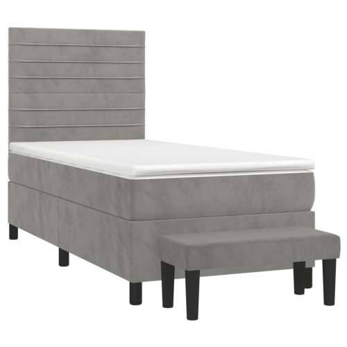 Box spring krevet s madracem svjetlosivi 80 x 200 cm baršunasti - Svjetlosiva 80 x 200 cm vodoravne pruge Cijena
