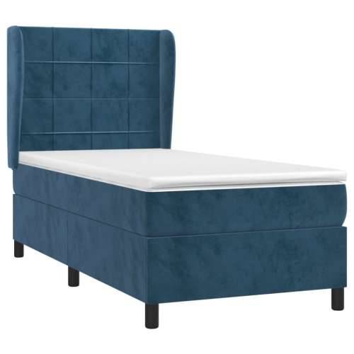 Box spring krevet s madracem tamnoplavi 90x190 cm baršunasti Tamno plava 90 x 190 cm Blok s kvadratima Cijena