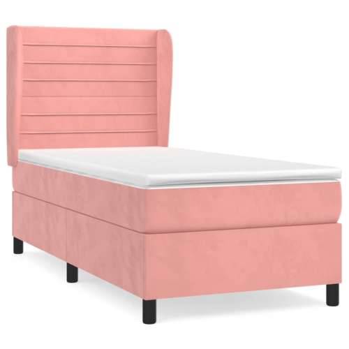 Box spring krevet s madracem ružičasti 100x200 cm baršunasti - Ružičasta 100 x 200 cm vodoravne pruge Cijena