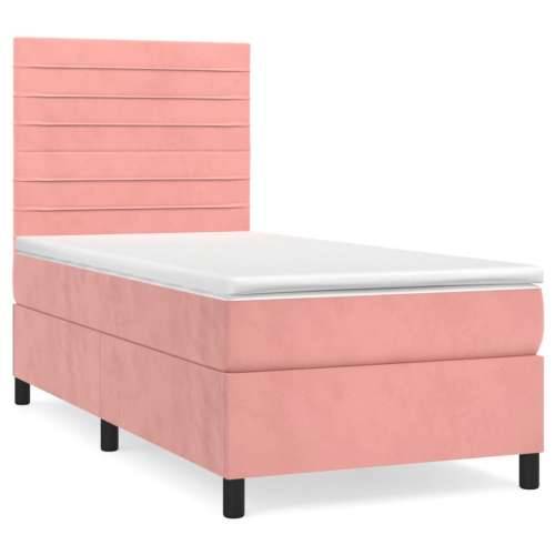 Box spring krevet s madracem ružičasti 100x200 cm baršunasti - Ružičasta 100 x 200 cm vodoravne pruge Cijena