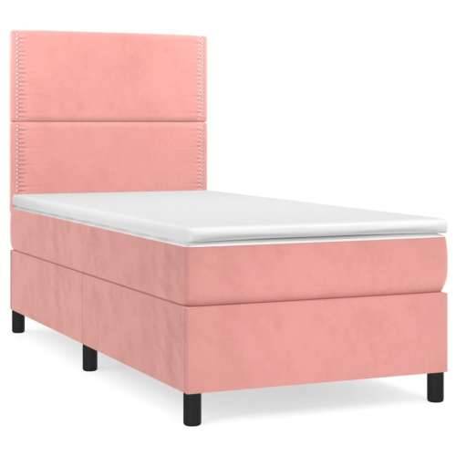 Box spring krevet s madracem ružičasti 100x200 cm baršunasti - Ružičasta 100 x 200 cm Obično s čavlima Cijena