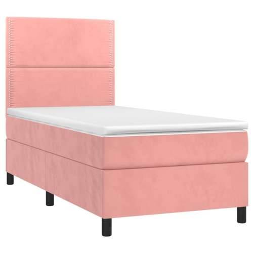 Box spring krevet s madracem ružičasti 100x200 cm baršunasti - Ružičasta 100 x 200 cm Obično s čavlima Cijena