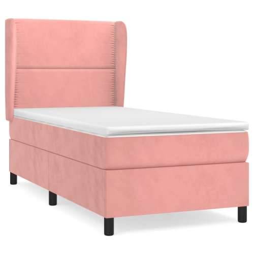 Box spring krevet s madracem ružičasti 100x200 cm baršunasti - Ružičasta 100 x 200 cm Obično s čavlima Cijena