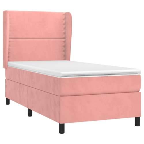 Box spring krevet s madracem ružičasti 100x200 cm baršunasti - Ružičasta 100 x 200 cm Obično s čavlima Cijena