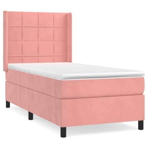 Box spring krevet s madracem ružičasti 90x200 cm baršunasti - Ružičasta 90 x 200 cm Blok s kvadratima Cijena