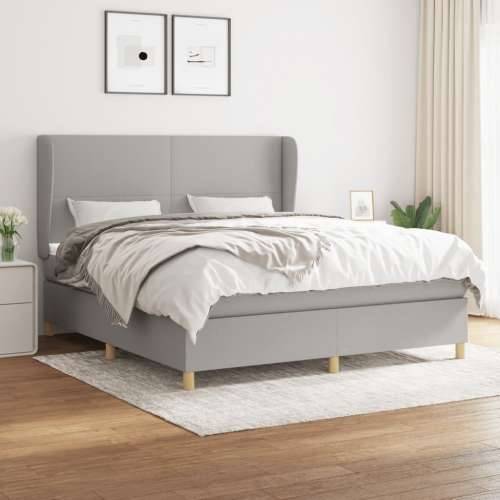 Krevet box spring s madracem svjetlosiva 160x200 cm tkanina - Svjetlosiva 160 x 200 cm Gladak dizajn Cijena